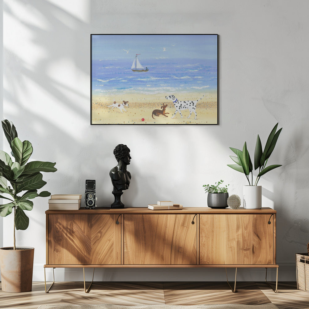 Doggy Plays On the Beach | Poster