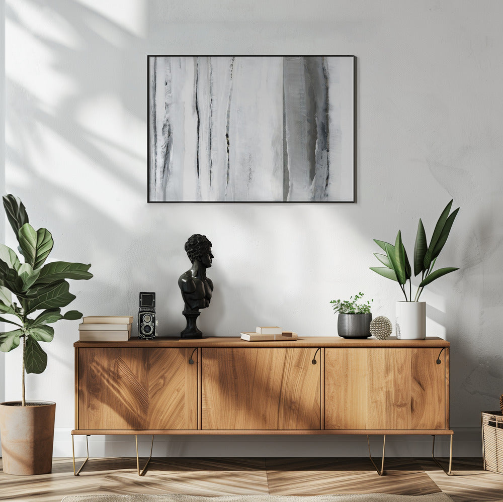 Vertical Strokes In Monochromatic Tones | Poster