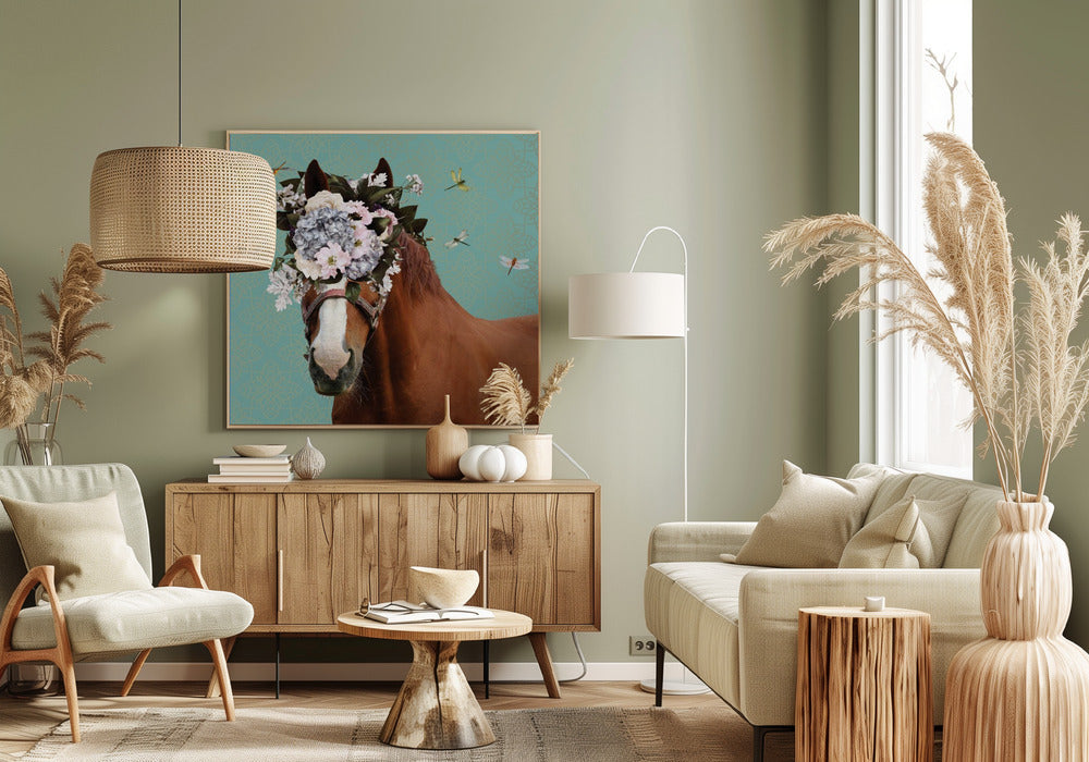 Spring Flower Bonnet On Horse | Canvas