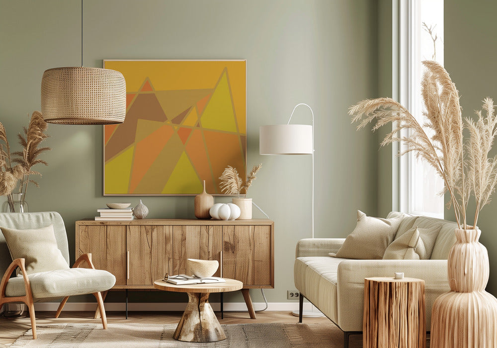 Golden abstract mountains | Canvas