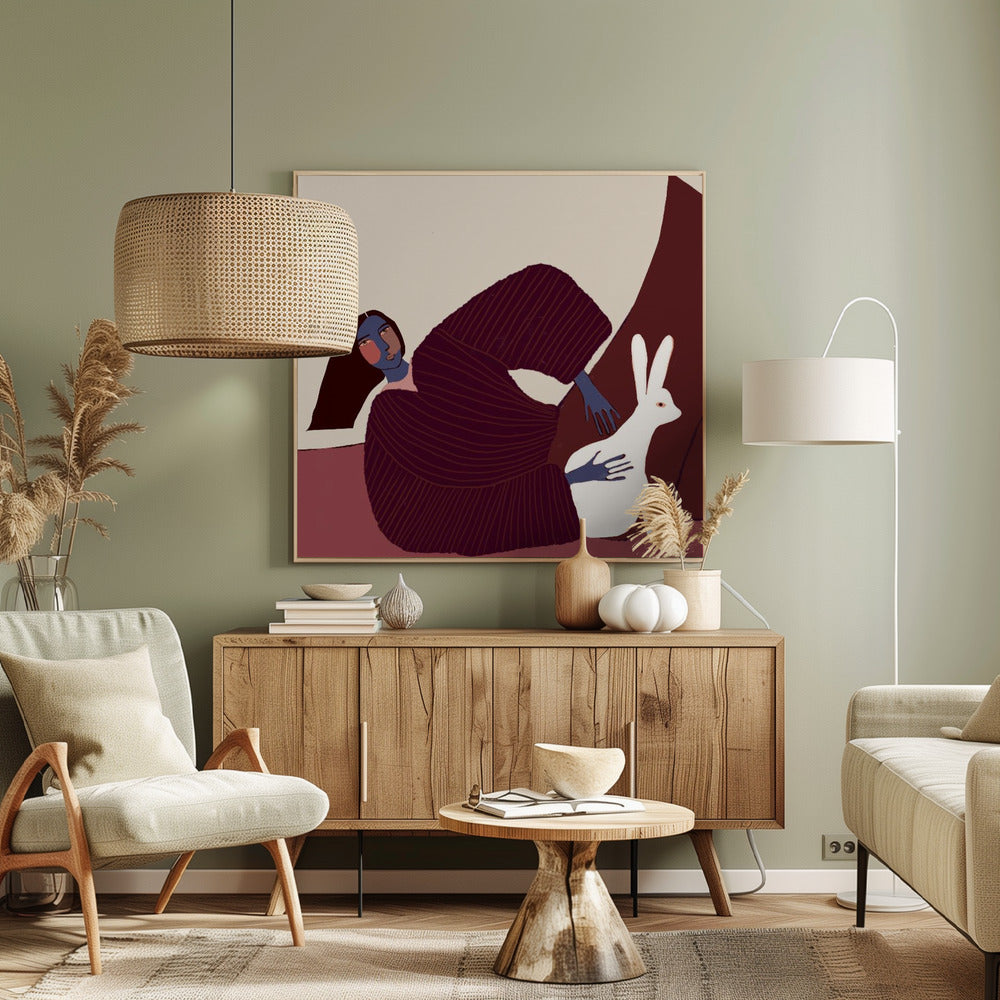 Lady and rabbit | Canvas