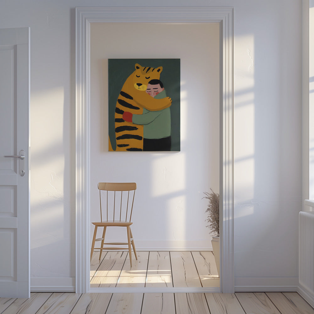 Tiger's Gentle Hug | Canvas