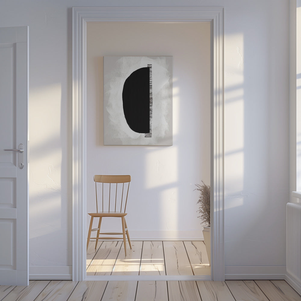Black Shape Against A Textured White Background | Canvas
