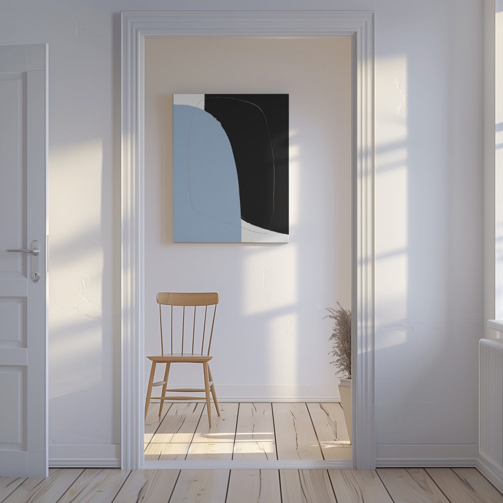 Overlapping Black And Blue Shapes | Canvas