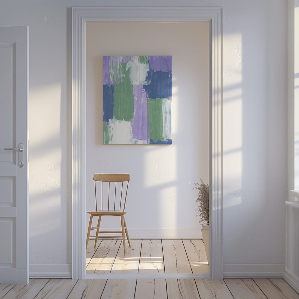 Bold Brushstrokes in Lavender Green and Blue Hues | Canvas