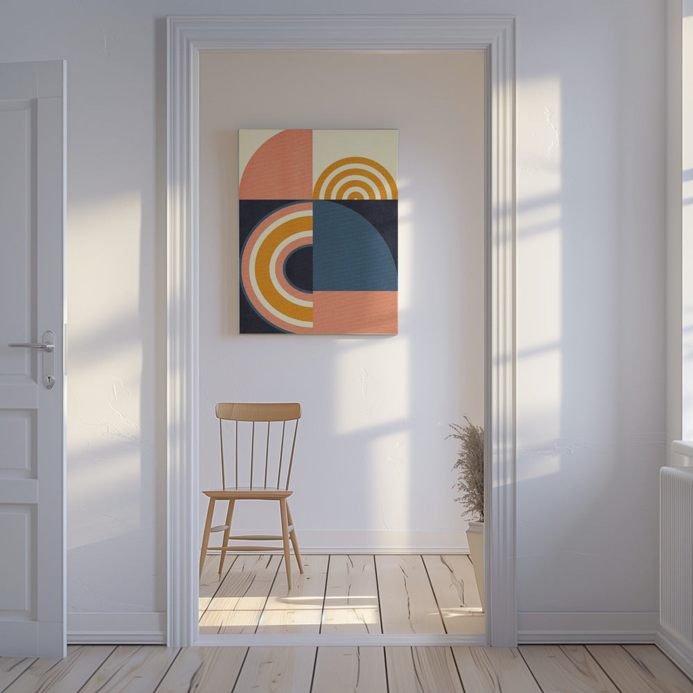 Rainbow Plus Shapes Blue Mustard9 | Canvas