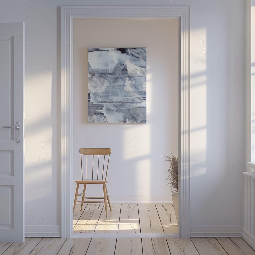 Brushstrokes in Shades of Gray Blue and White | Canvas