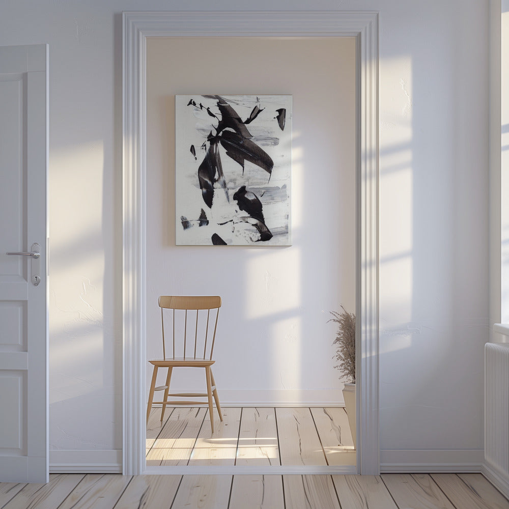 Monochrome Dynamic Brushstrokes | Canvas
