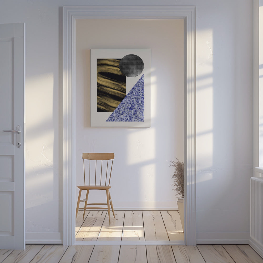 Geometric Shapes With A Black And Gold Textured | Canvas