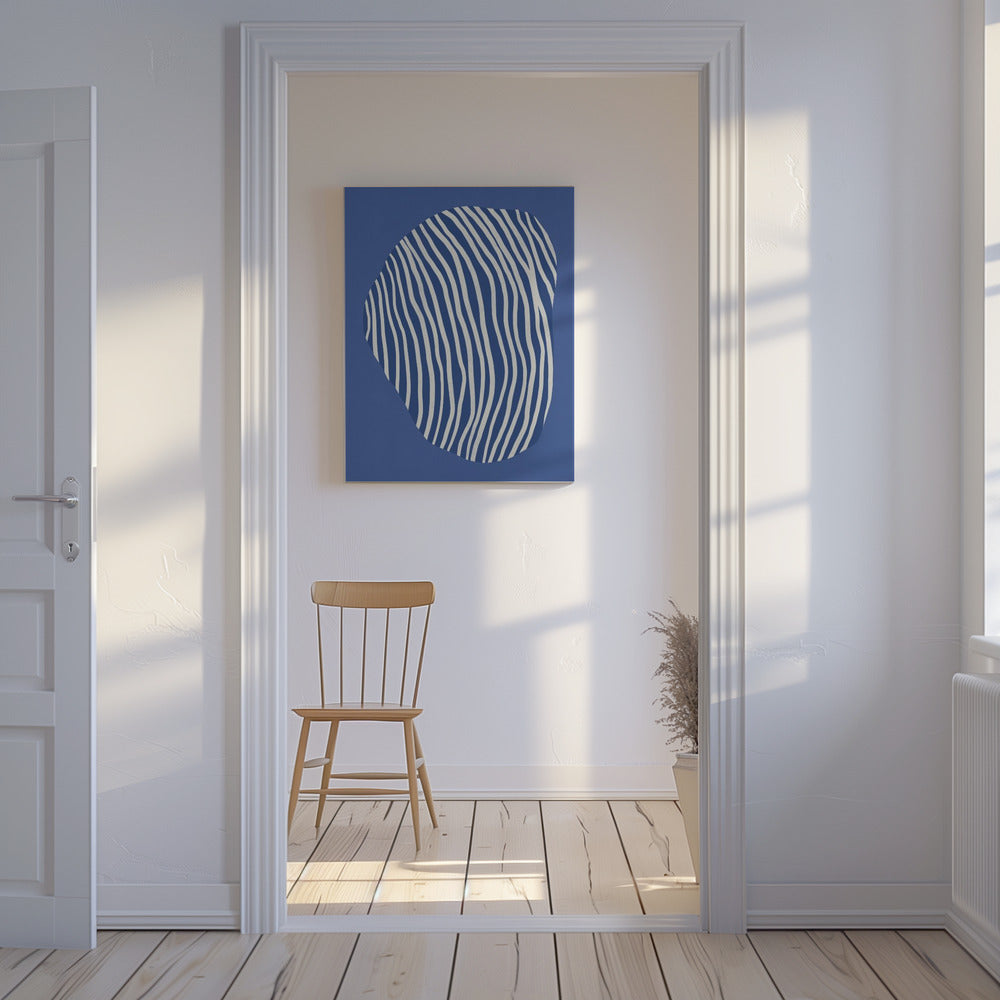 Line art confined in space-blue | Canvas