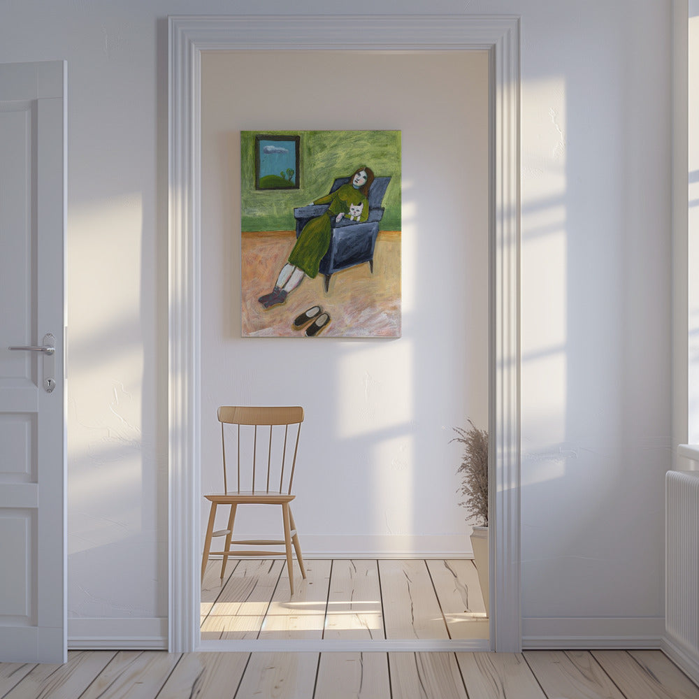 Lady with Cat | Canvas