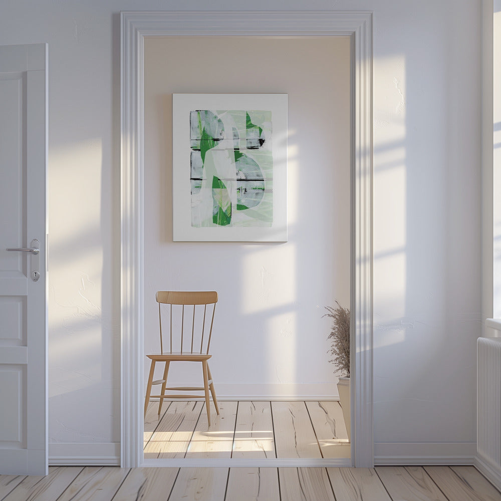 Lime Green Black Abstract No3 | Canvas