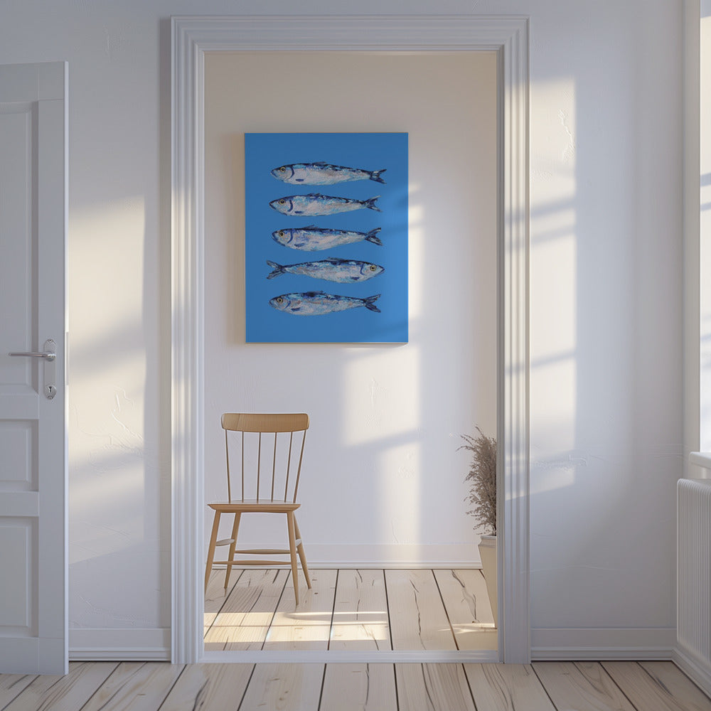 Sardines on Blue | Canvas