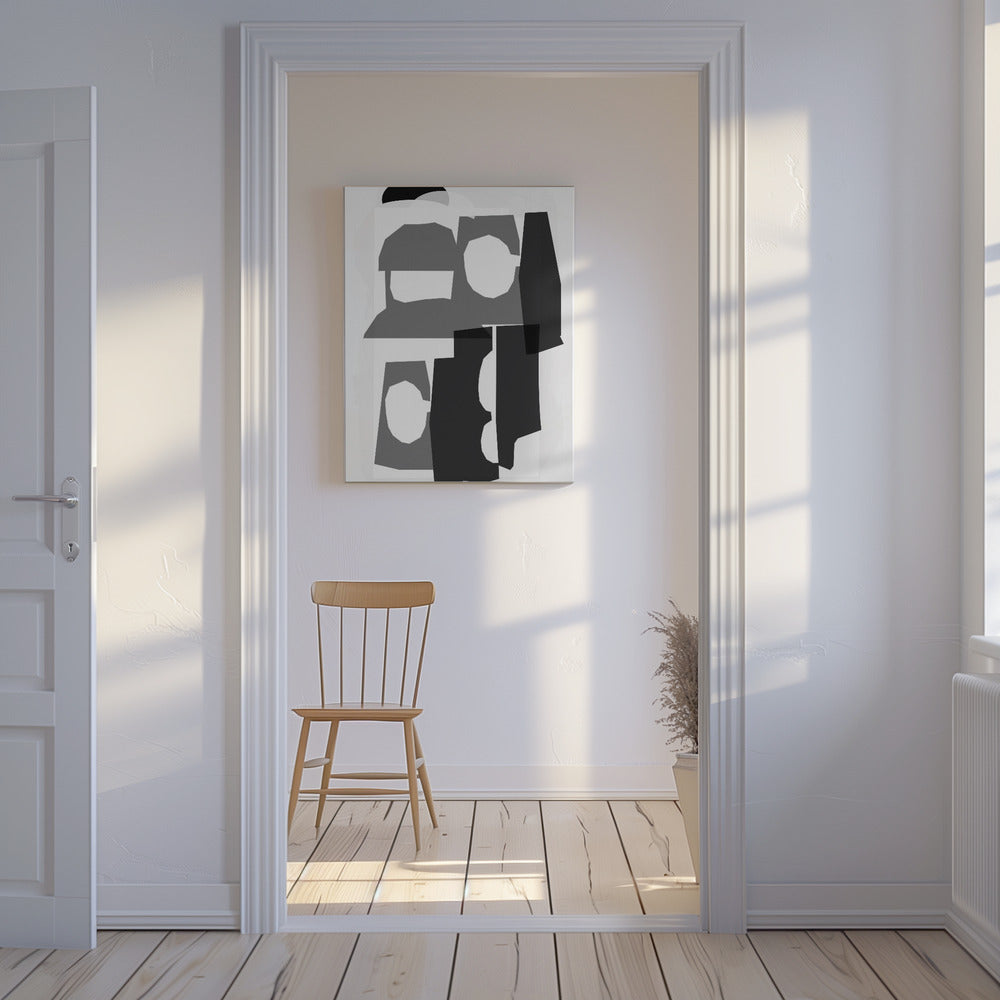 Black and White Cut Out Shapes 3 | Canvas