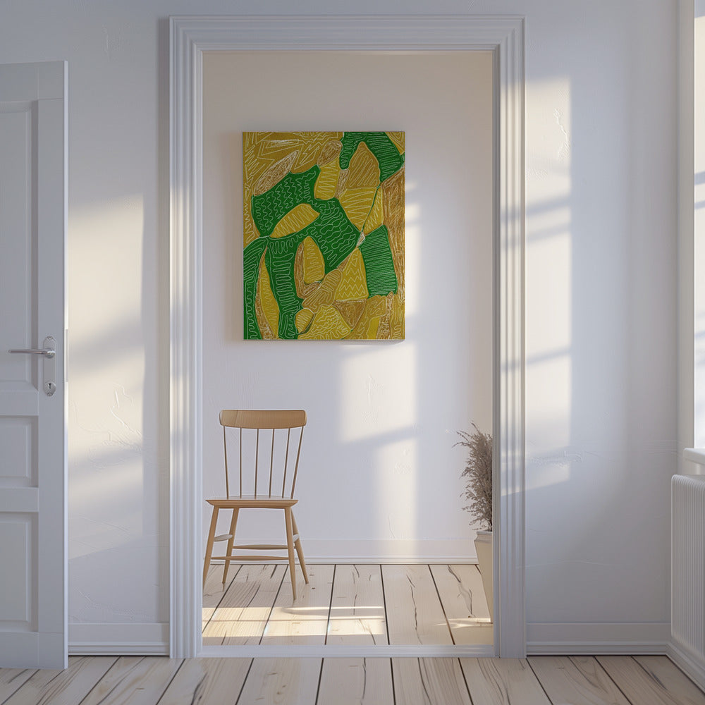 Gold and green abstract | Canvas