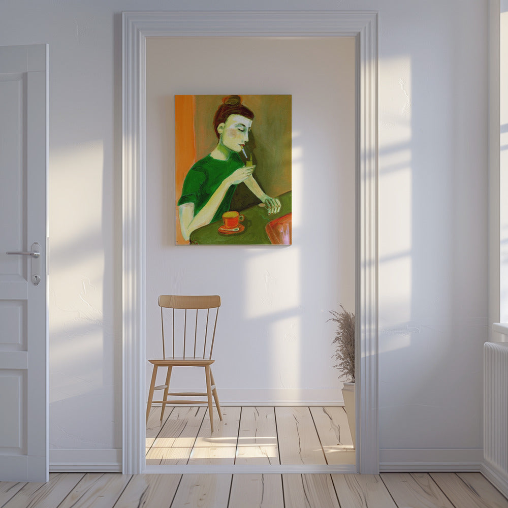 Lady lighting cigarette | Canvas