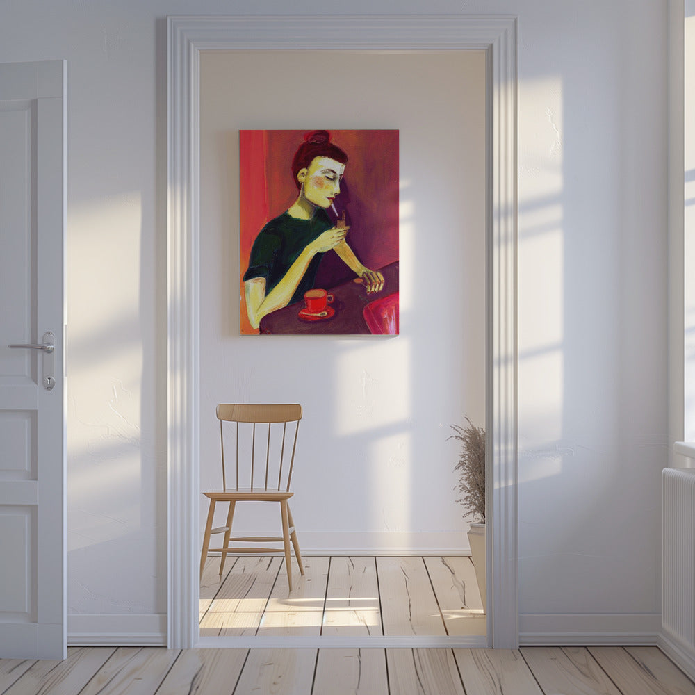 Lady lighting cigarette | Canvas