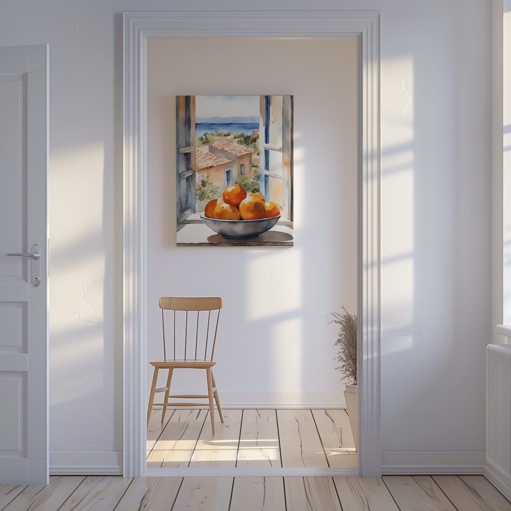 Orangenschale im Fenster | Canvas