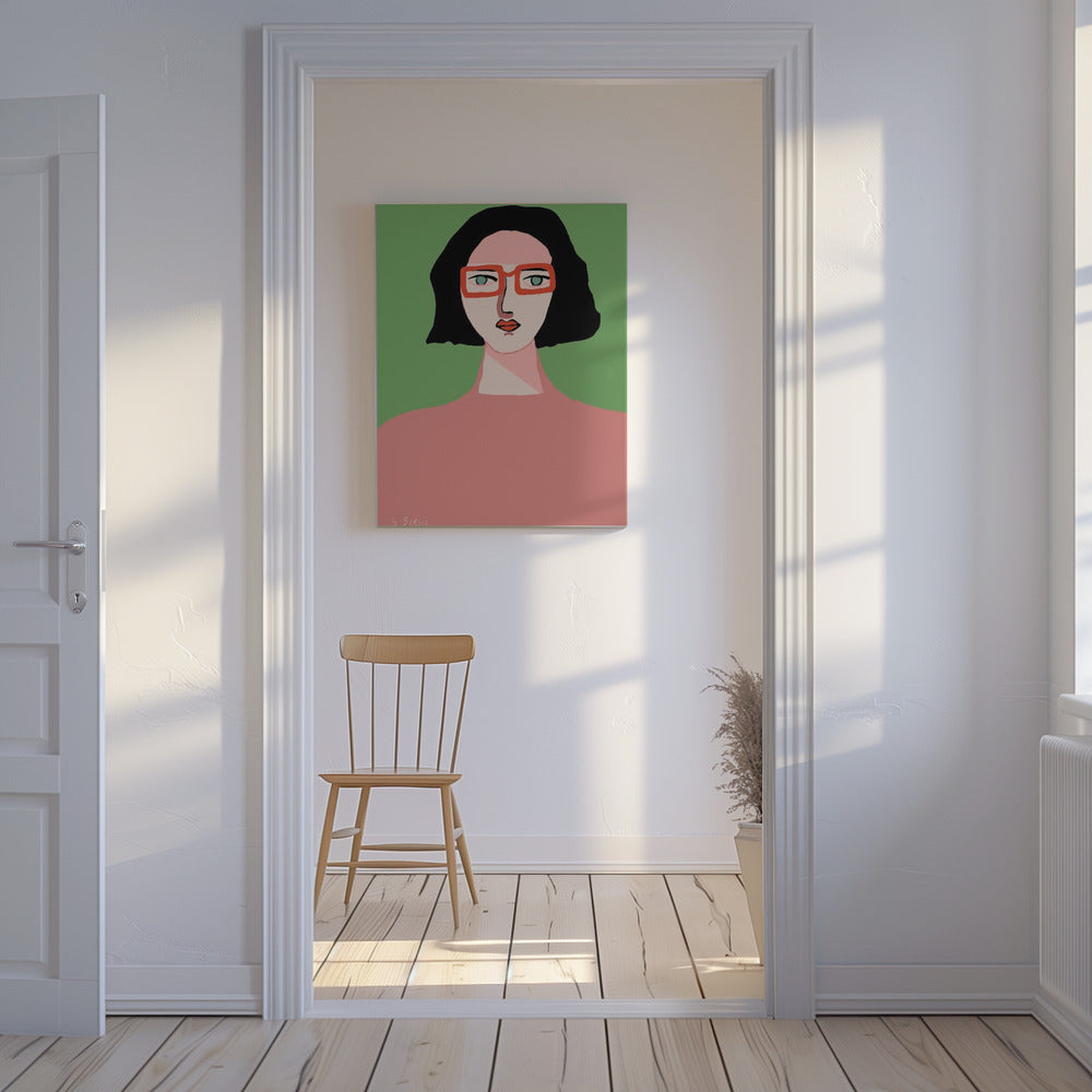 Lady with Red Glasses | Canvas