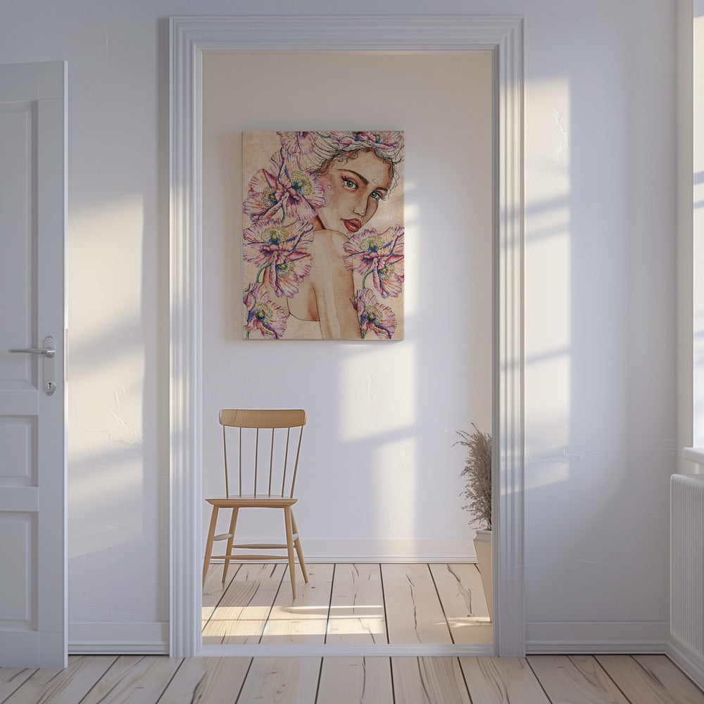Woman wih Poppies | Canvas