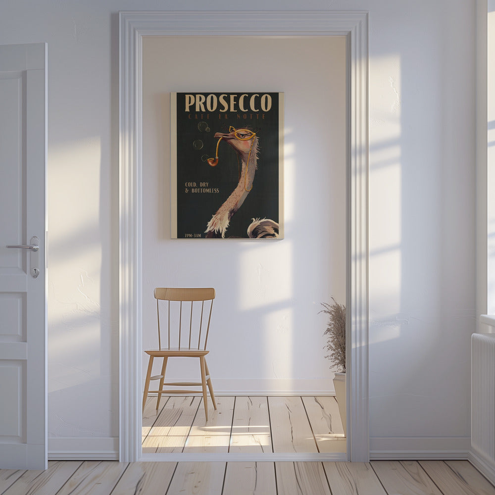 Art Deco Prosecco Wall Art Of An Ostrich | Canvas