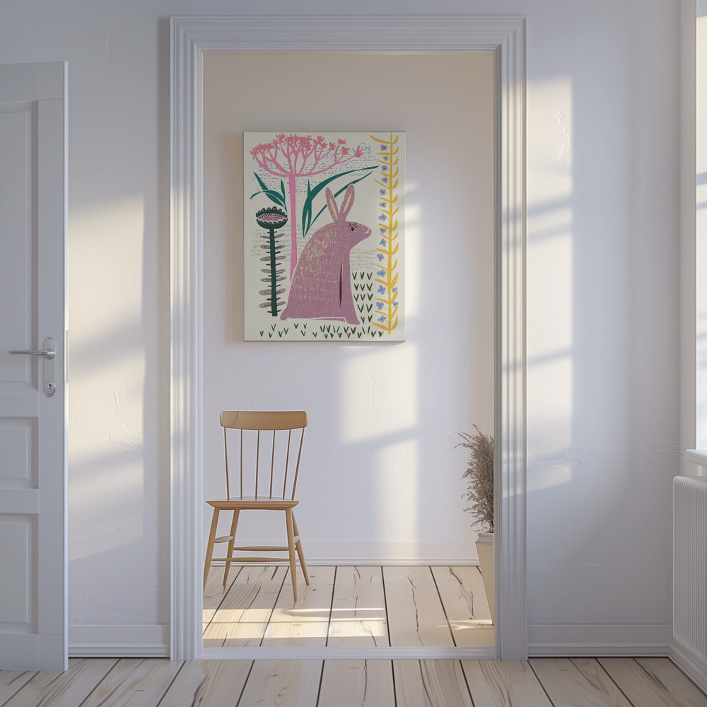 Block print lilac bunny | Canvas