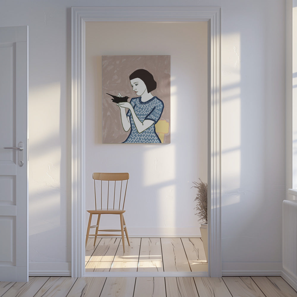 Bird lady sitting | Canvas