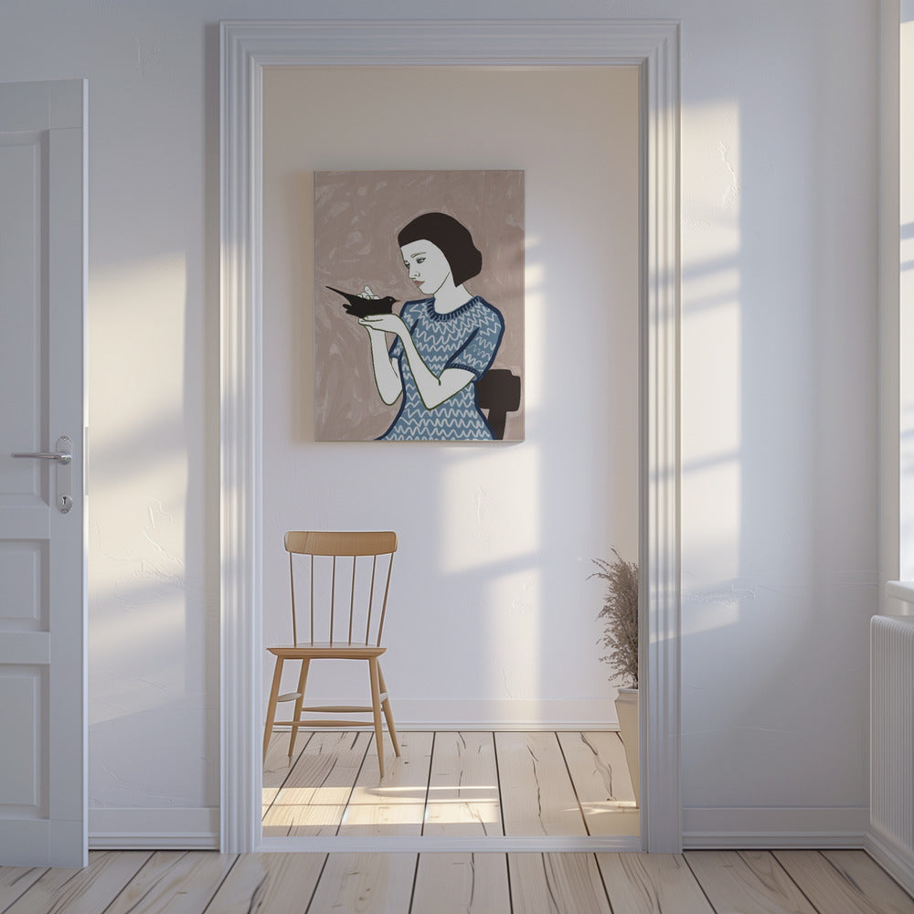 Bird lady sitting | Canvas