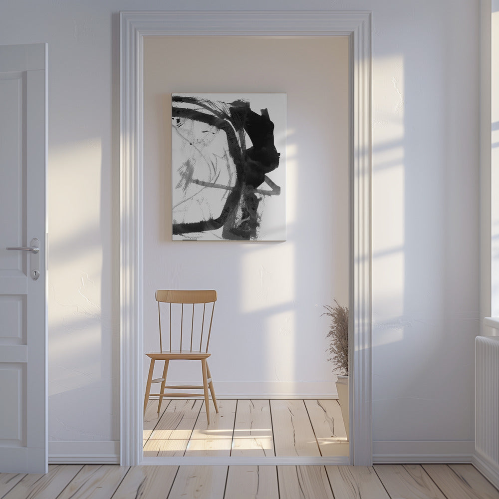 Black & Grey Ink Abstract Art Print | Canvas