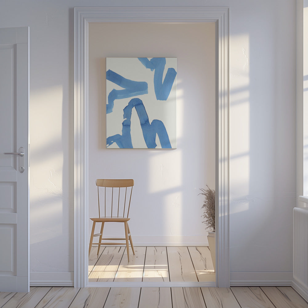 Abstract Blue Brushstrokes Art Print No1 | Canvas