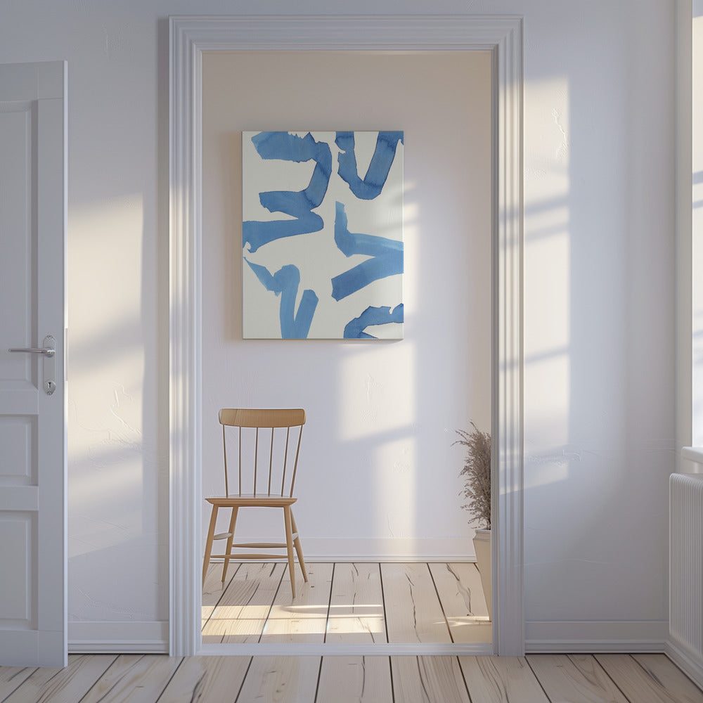Abstract Blue Brushstrokes Art Print No2 | Canvas