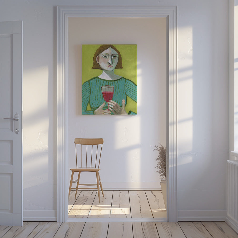 Lady with Red Wine | Canvas