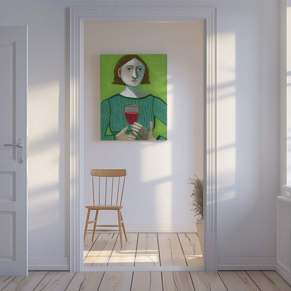 Lady with Red Wine | Canvas