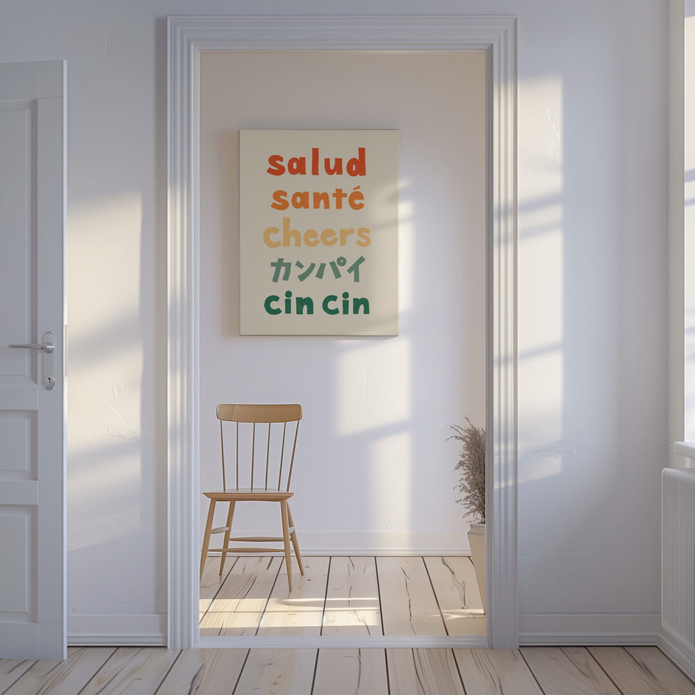 Cheers Typography - Salud Santé Cheers Kanpai Cin cin | Canvas
