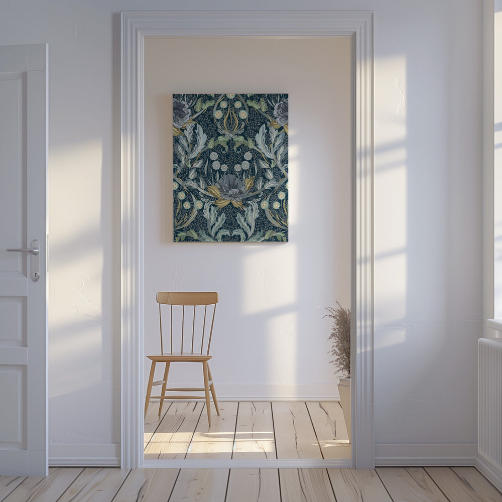 Floral Heritage Morris moonshine blue pattern | Canvas