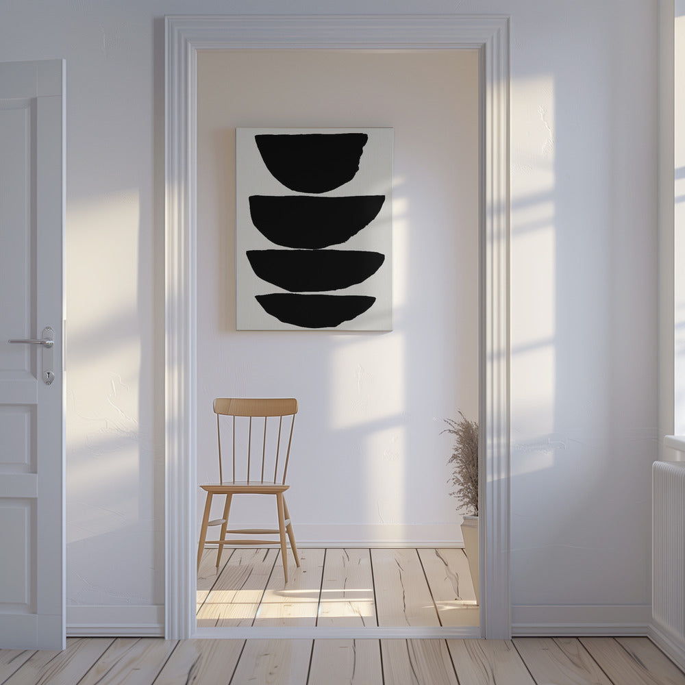 Minimalist Black Abstract Ellipses | Canvas