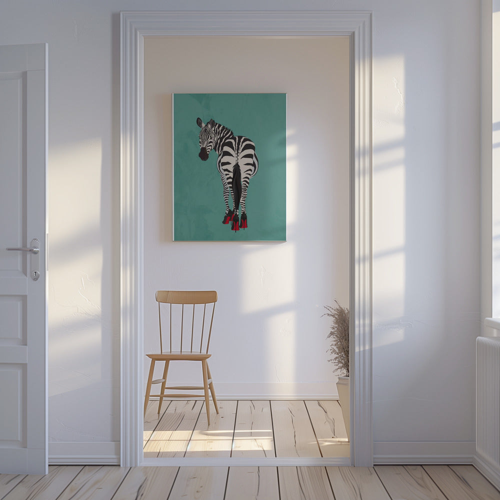 Zebra in heels teal | Canvas
