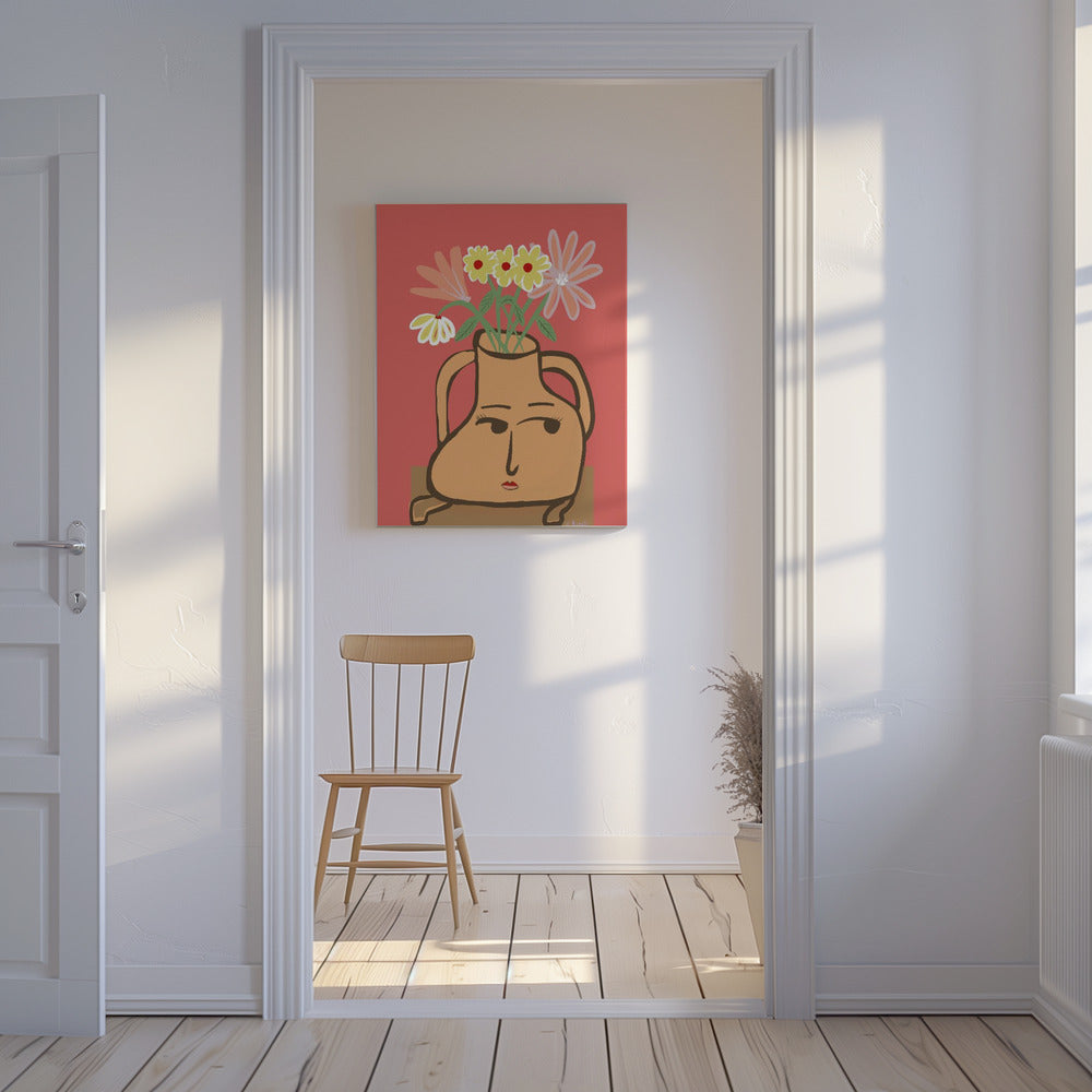 Lady vase with flowers | Canvas