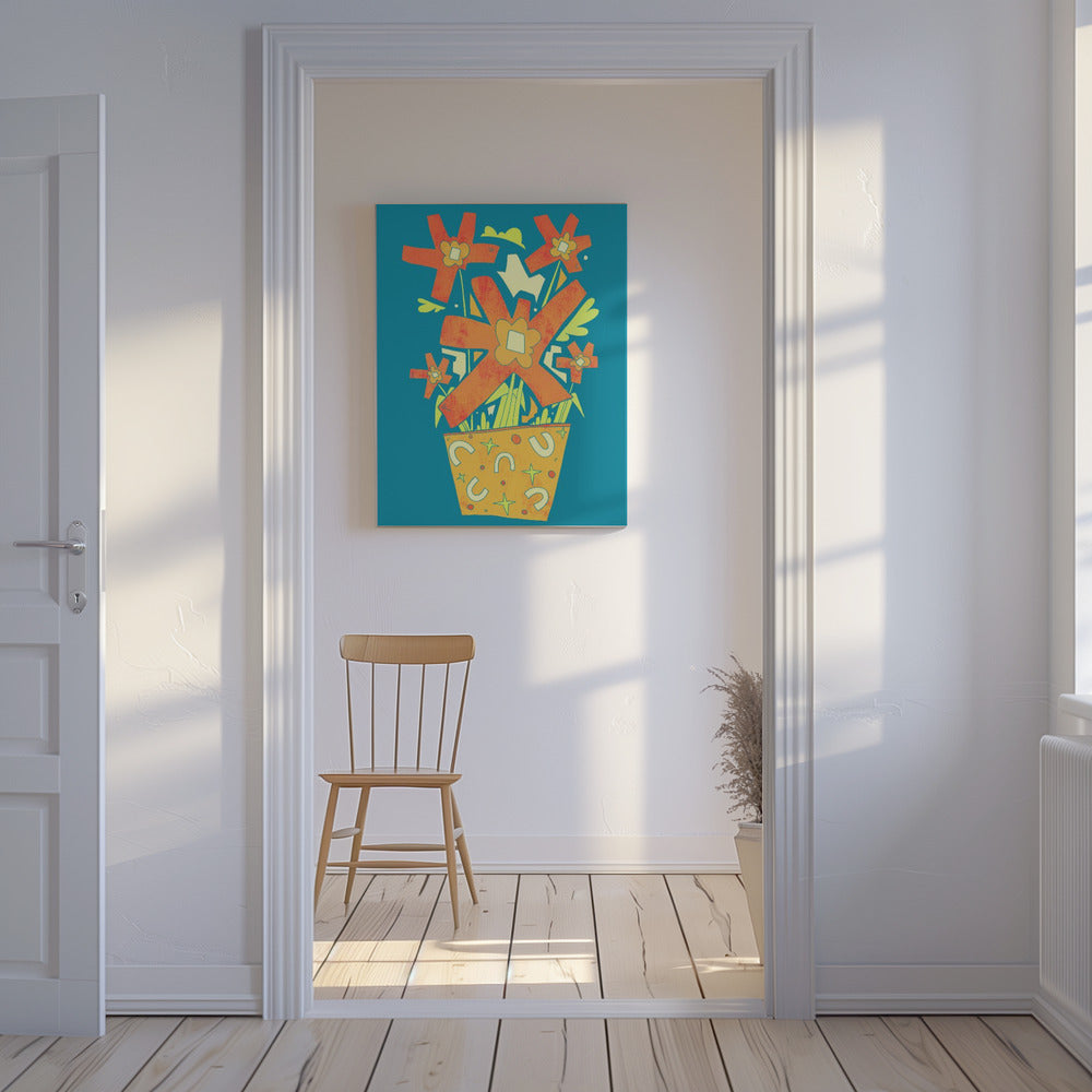 Abstract Flowers In A Decorative Pot | Canvas