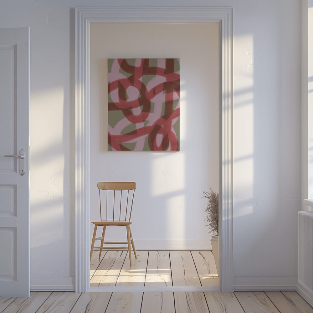 Intertwined Red and Pink Loops | Canvas