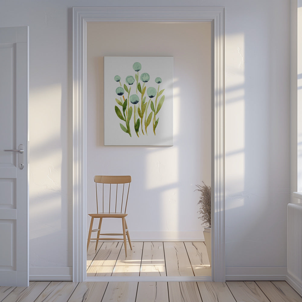 Blue Spherical Flowers | Canvas