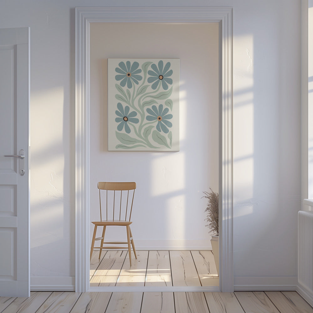 Abstract Flowers Blue and Green | Canvas