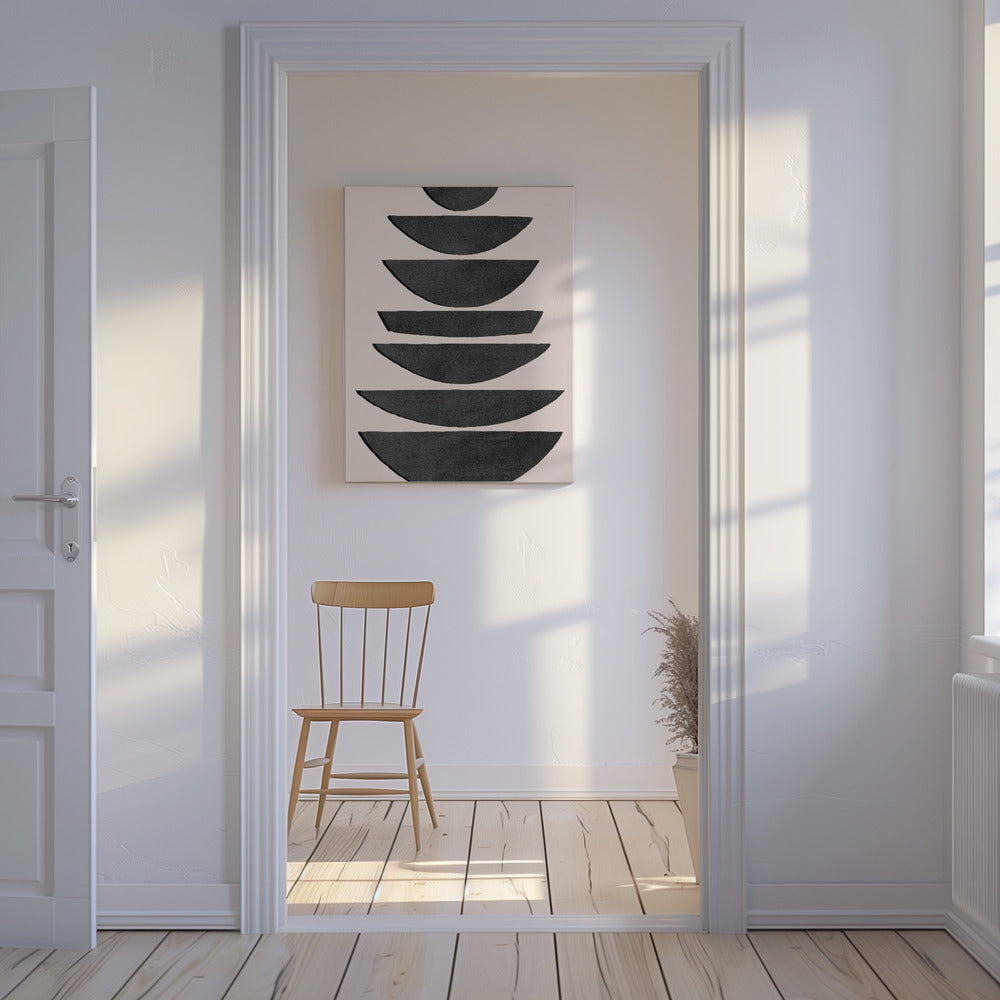 Stacked Black Semi Circles | Canvas