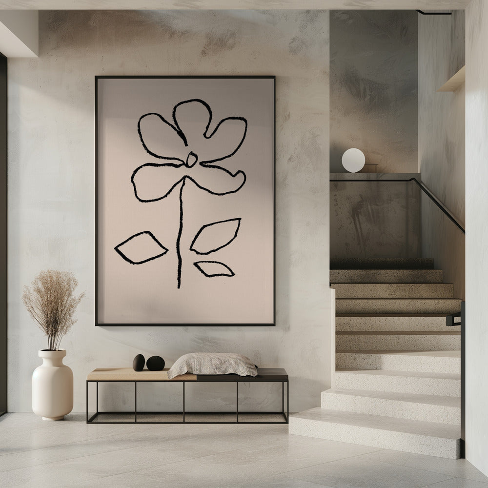 Oil Pastel Flower Black | Poster