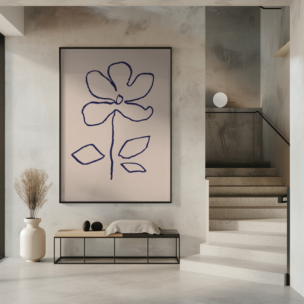 Oil Pastel Flower Blue | Poster