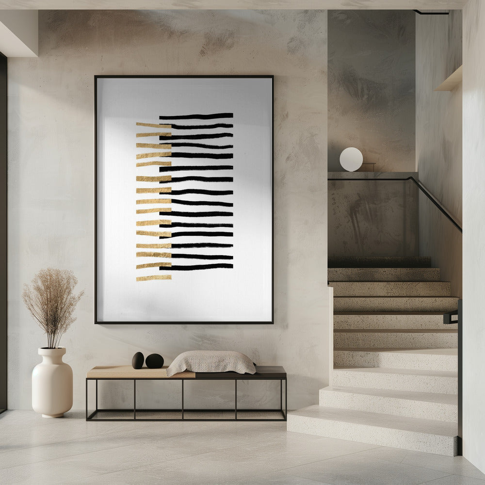 Gold on Black Lines | Poster
