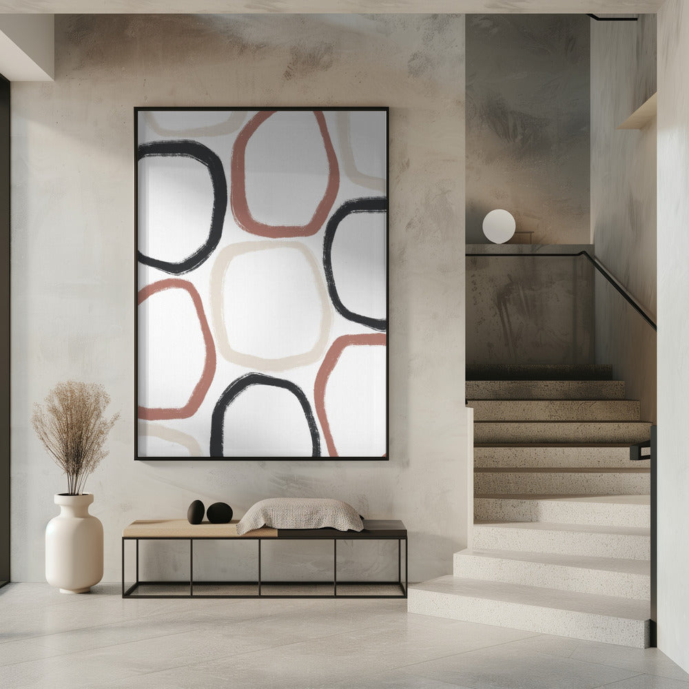 Circles in Black Beige and Rust | Poster