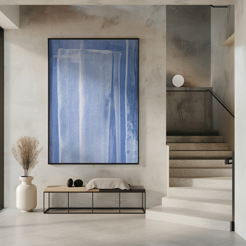 Blue With Vertical Brushstrokes | Poster