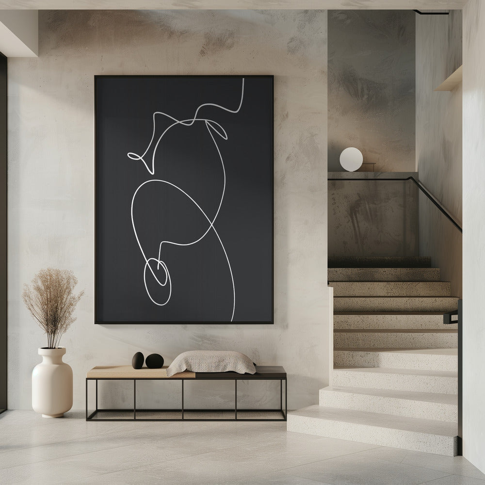 White Squiggle On A Dark Background | Poster
