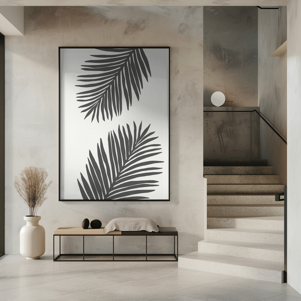PALM LEAF 12 GRAPHITE GRAY | Poster